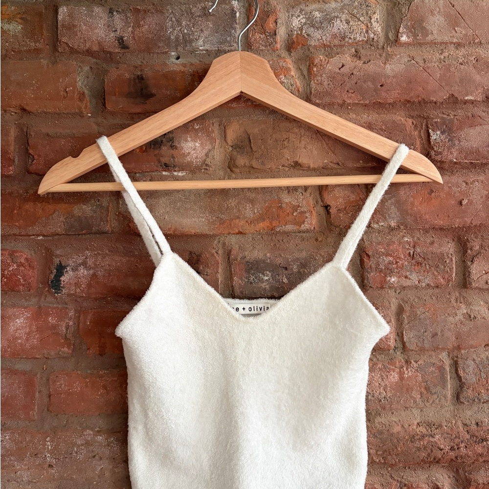 Alice + Olivia White Fuzzy Tank Top